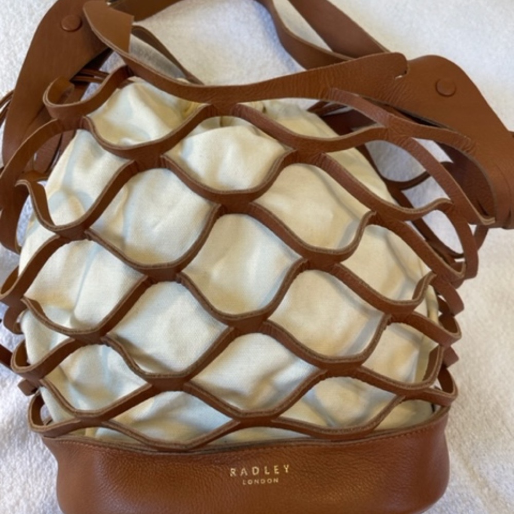 Radley London Woven Brown Leather Tote with Canvas Insert. New w/o tag